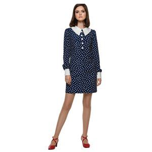 MARMALADE Mod Sixties Shift Dress with White Collar and Cuffs